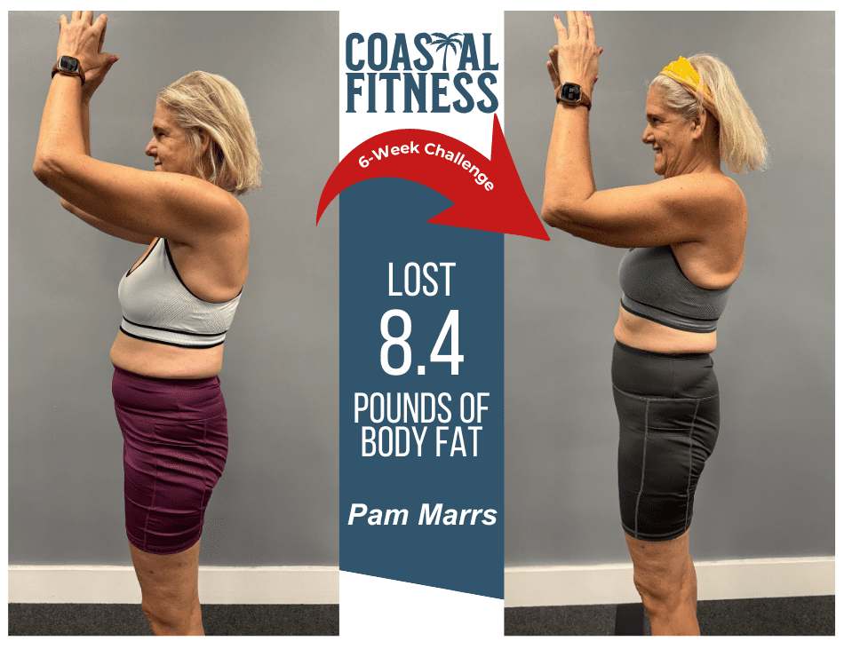 A before/after photo of one of our fitness studio members